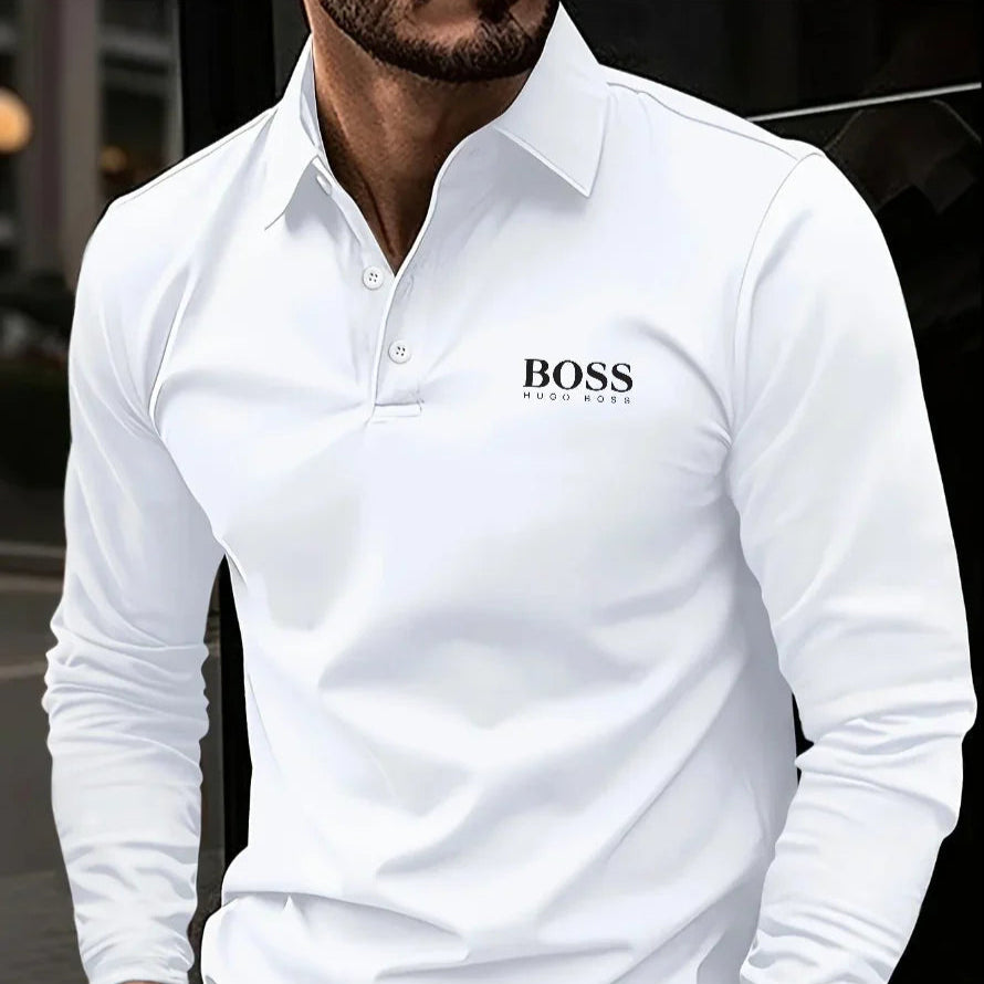 Men's long-sleeved polo shirt