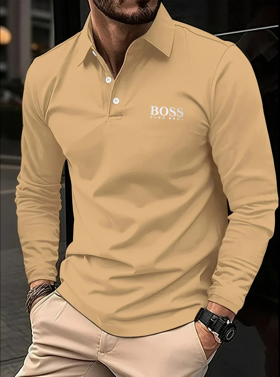 Men's long-sleeved polo shirt