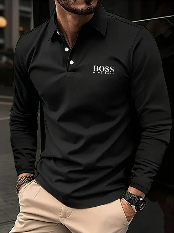 Men's long-sleeved polo shirt