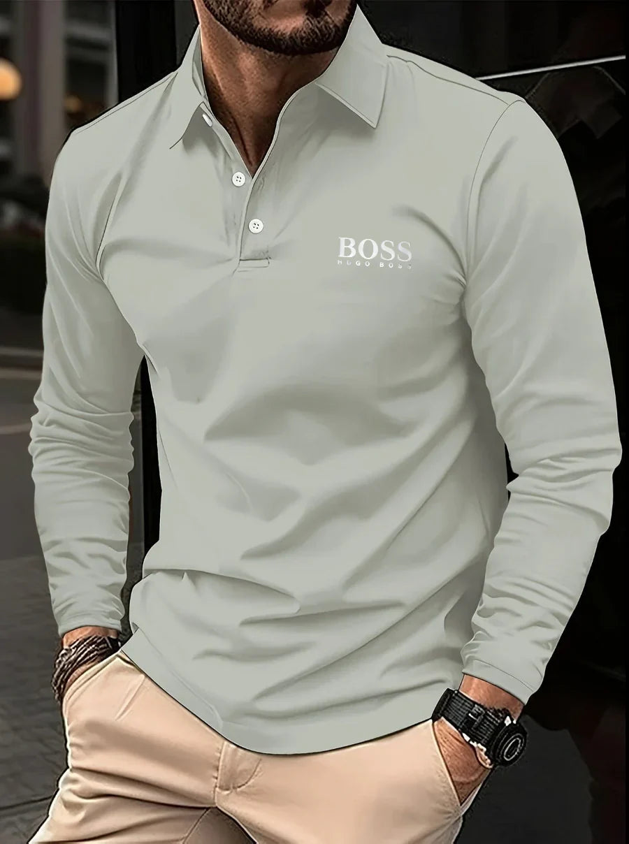 Men's long-sleeved polo shirt